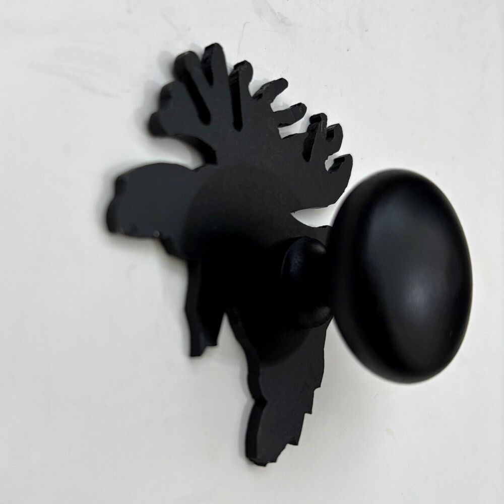 Rustic Moose Metal Drawer Knob Black Powder Coat Reversible Lodge Cabin